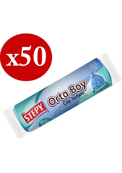 Standart Orta Boy Çöp Torbası 1 Koli - 50 Adet