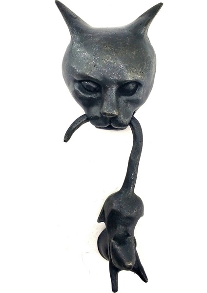 Kedi fare pirinç kapı taktak kapı aksesuar vintage kapı tokmağı siyah