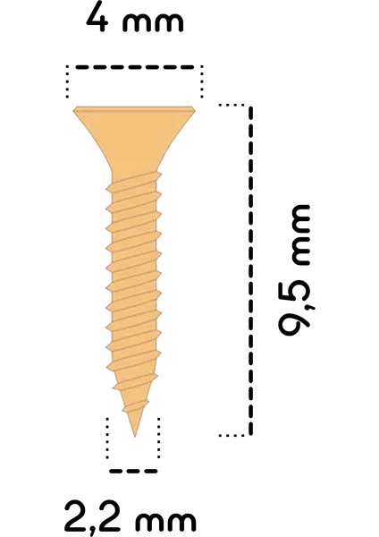 9,5 mm Mini Hobi Vidası Sarı 1000 Adet fiyatları