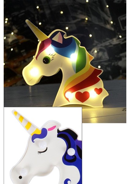 Buffer® 3D Unicorn Dekorlu Pilli LED Masa ve Gece Lambası