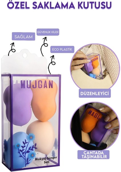 Mujgan Beauty Blender Makyaj Süngeri Seti (4 Parça)