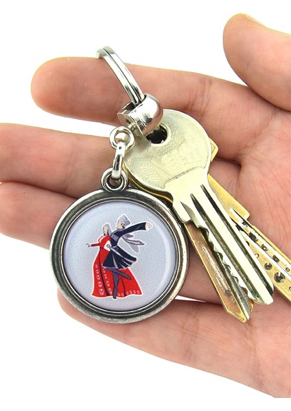 Kafkas Çerkes Oynayan Çift Yuvarlak Damla Anahtarlık fiyatları