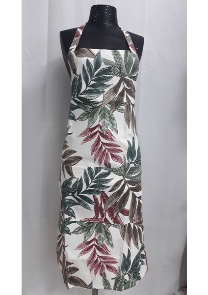 Zenica Mutfak Önlüğü Modeli-Yapraklar Krem