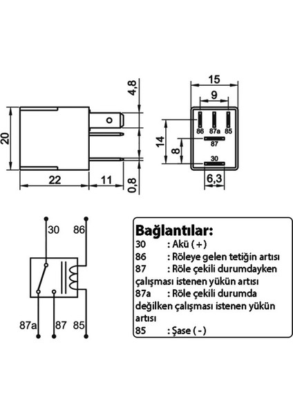 Mikro Röle 12V 35/20A 5 Fişli Çift Platin Su Geçirmez Elo