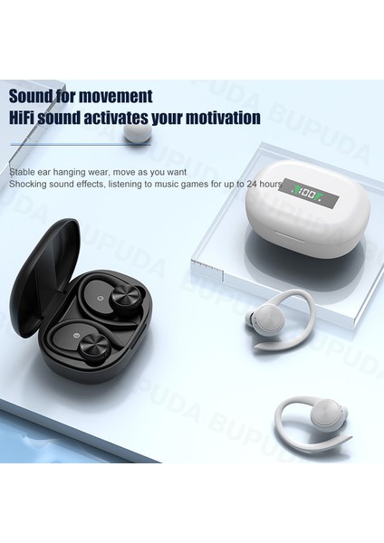 2023 Mic ile Ipx5 Su Geçirmez Kulak Kancaları Bluetooth Kulaklık Hifi Stereo Kulaklıklar (Yurt Dışından)