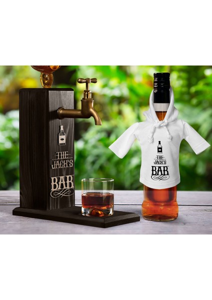 Kişiye Özel Kabartma Isimli Musluklu Doğal Ahşap Içki Standı ve Beyaz Içki Şişesi Tişörtü Hediye Seti, Home Bar, Viski Çeşmesi, Ahşap Içecek Çeşmesi-5 fiyatları