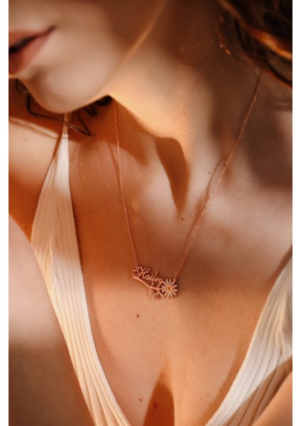 925 Ayar Gümüş Papatya Isim Kolye