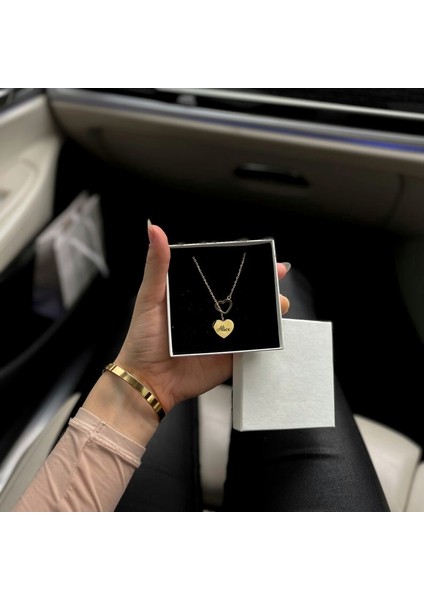 Nida Jewelry 925 Ayar Gümüş Iç Içe Kalp Isim Kolye