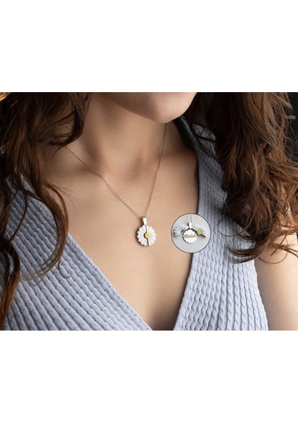 925 Ayar Gümüş Açılır Kapanır Papatya Isim Kolye