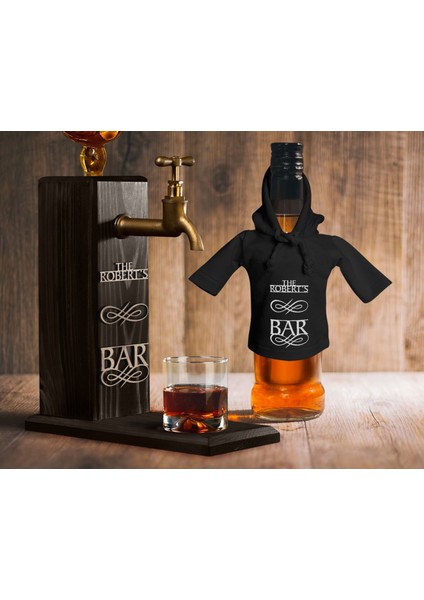 Kişiye Özel Kabartma Isimli Musluklu Doğal Ahşap Içki Standı ve Siyah Içki Şişesi Tişörtü Hediye Seti, Home Bar, Viski Çeşmesi, Ahşap Içecek Çeşmesi-3 fırsatları
