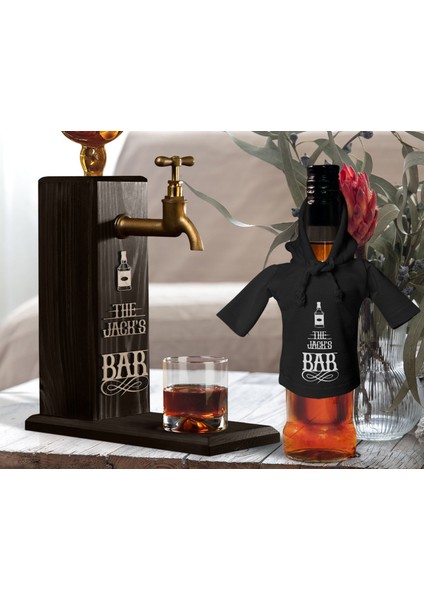 Kişiye Özel Kabartma Isimli Musluklu Doğal Ahşap Içki Standı ve Siyah Içki Şişesi Tişörtü Hediye Seti, Home Bar, Viski Çeşmesi, Ahşap Içecek Çeşmesi-5 fiyatları
