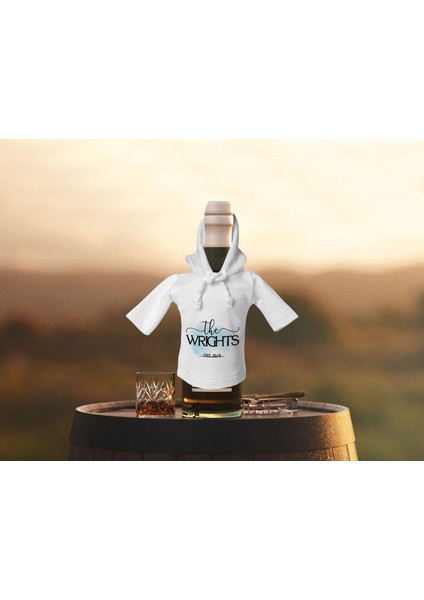 Kişiye Özel Mini Beyaz Içki Şişesi Tişörtü , Ev Bar Dekoru, Viski, Şarap, Votka, Rakı Şişesi Tişörtü, Ev Barı-14