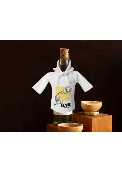 Kişiye Özel Mini Beyaz Içki Şişesi Tişörtü , Ev Bar Dekoru, Viski, Şarap, Votka, Rakı Şişesi Tişörtü, Ev Barı-10 modelleri