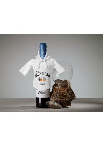 Kişiye Özel Mini Beyaz Içki Şişesi Tişörtü , Ev Bar Dekoru, Viski, Şarap, Votka, Rakı Şişesi Tişörtü, Ev Barı-2