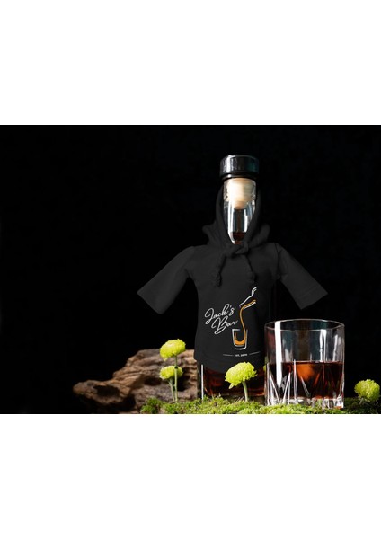 Kişiye Özel Mini Siyah Içki Şişesi Tişörtü , Ev Bar Dekoru, Viski, Şarap, Votka, Rakı Şişesi Tişörtü, Ev Barı-11