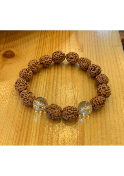 Sertifikalı Rudraksha(Rudrakşa)Tohumu ve Kristal Kuvars Bileklik