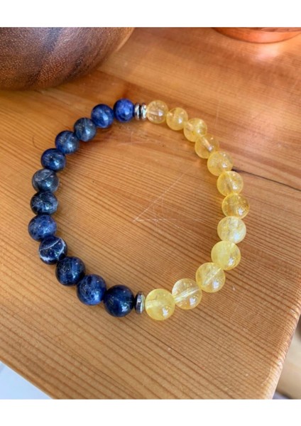 Sertifikalı Sodalit & Sitrin Taşı Bileklik