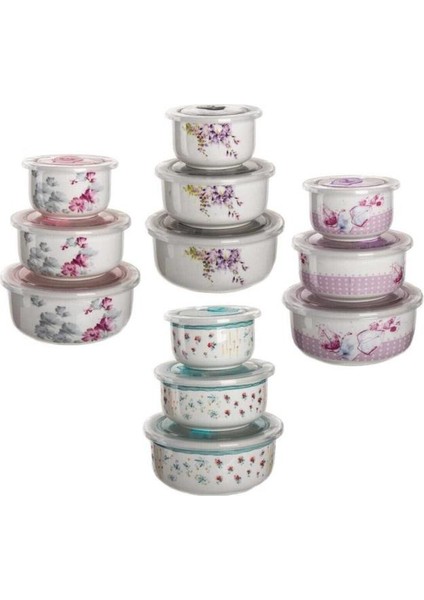 Porselen Saklama Kabı Seti 3'lü
