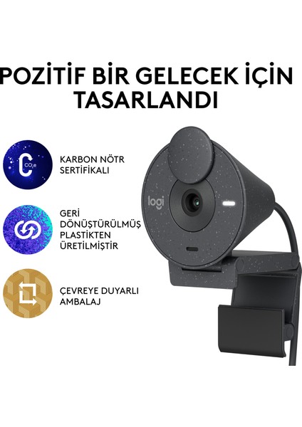 BRIO 300 Full HD 1080p Gizlilik Kapaklı Mikrofonlu Web Kamerası - Siyah