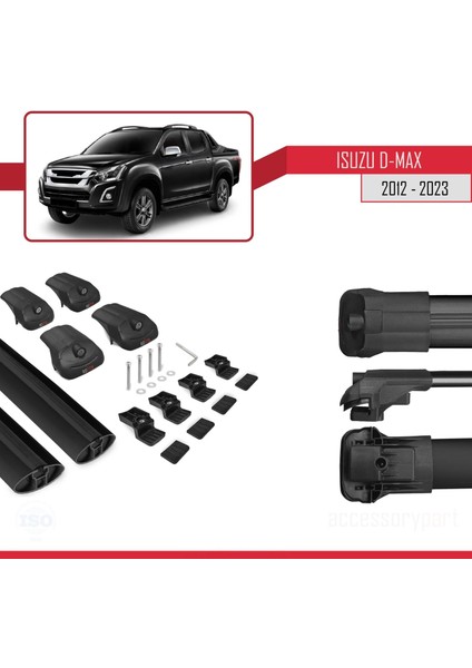 Isuzu D-Max 2012 ve Sonrası ile Uyumlu Ace-1 Ara Atkı Tavan Barı Siyah
