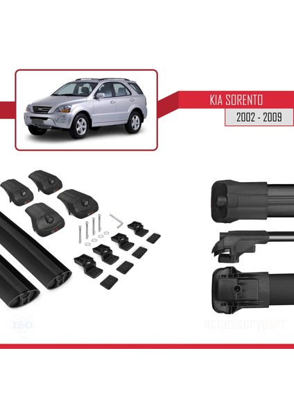 Kia Sorento 2002-2009 Arası ile Uyumlu Ace-1 Ara Atkı Tavan Barı Siyah