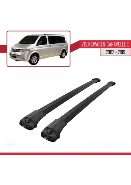 Volkswagen Caravelle (T5) 2003-2015 Arası ile Uyumlu Ace-1 Ara Atkı Tavan Barı Siyah