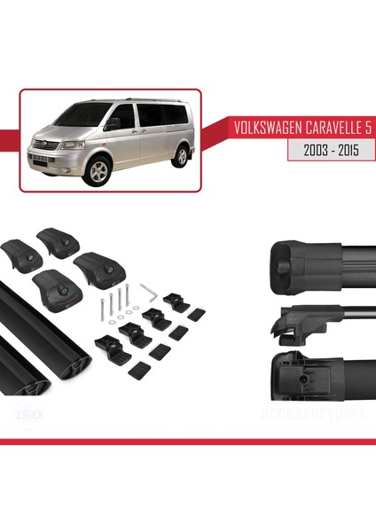 Volkswagen Caravelle (T5) 2003-2015 Arası ile Uyumlu Ace-1 Ara Atkı Tavan Barı Siyah modelleri