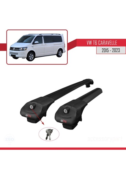 Volkswagen Caravelle (T6) 2015 ve Sonrası ile Uyumlu Ace-1 Ara Atkı Tavan Barı Siyah