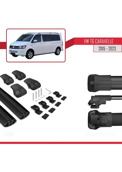 Volkswagen Caravelle (T6) 2015 ve Sonrası ile Uyumlu Ace-1 Ara Atkı Tavan Barı Siyah
