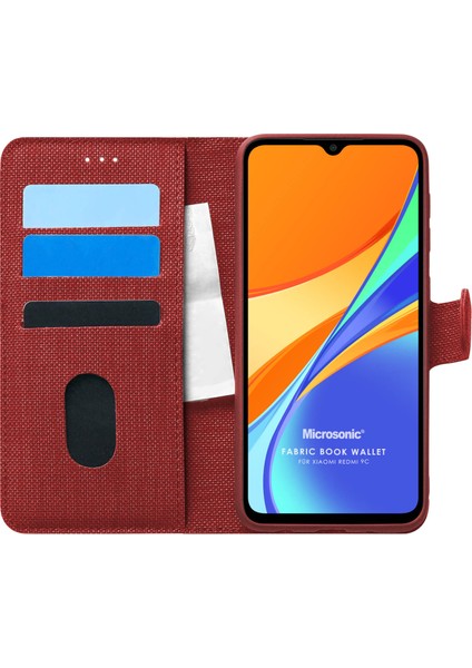 Xiaomi Redmi 10A Kılıf Fabric Book Wallet Kırmızı