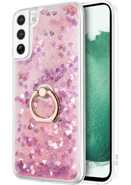 Samsung Galaxy S22 Kılıf Glitter Liquid Holder Pembe