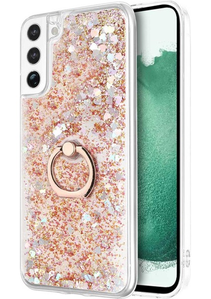 Samsung Galaxy S22 Kılıf Glitter Liquid Holder Gold