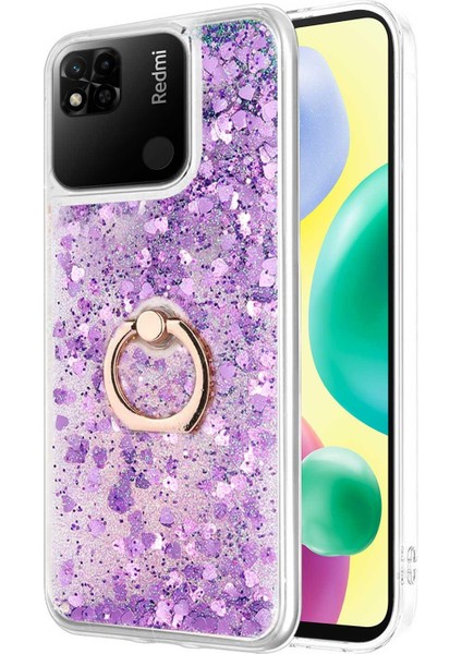 Xiaomi Redmi 10A Kılıf Glitter Liquid Holder Mor