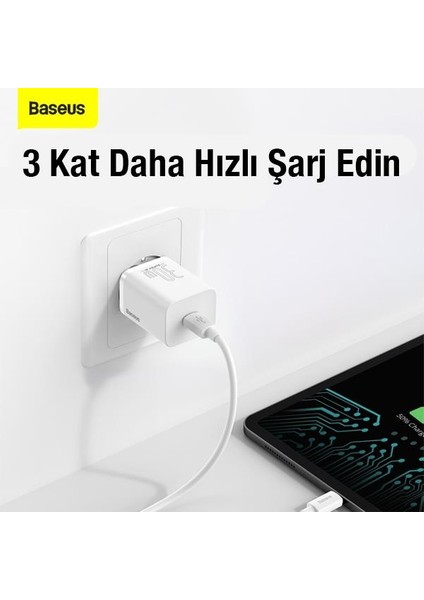 30W Super Pd Type C Ultra Hızlı Şarj Adaptörü, Akıllı Çipli,ısınmaz,telefon,tablet Şarj Aleti