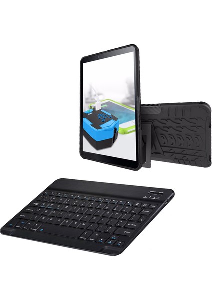 Samsung Galaxy Tab A 8.0 Inch 2019 T295 T295 T297 2in1 Set Alfa Armor Standlı Kılıf + Bluetooth Klavye - AL81113