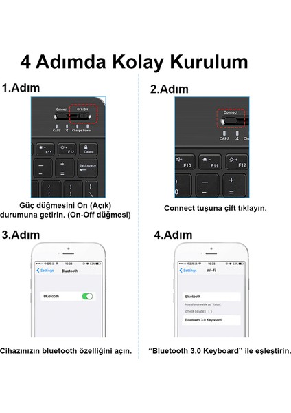 Samsung Galaxy Tab A 8.0 Inch 2019 T295 T295 T297 2in1 Set Alfa Armor Standlı Kılıf + Bluetooth Klavye - AL81113
