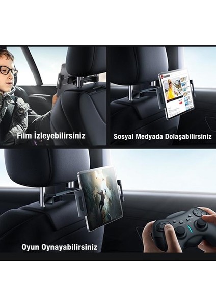 Ayarlanabilir 360 Derece Dönebilen Araç Arka Koltuk Tablet Tutucu Araç Tablet Tutucu