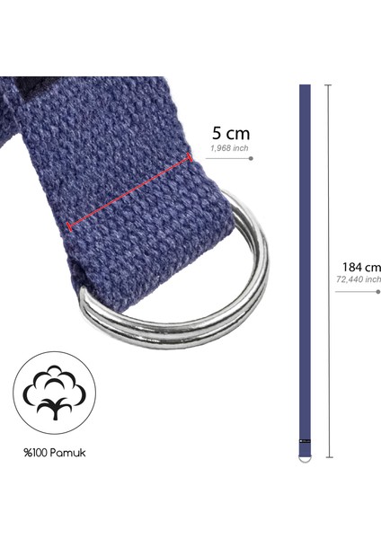 Koyu Mavi Yoga Kemeri, Doğal Pamuk 184 cm,Yoga ve Pilates İçin İdeal, Dark Blue Cotton Yoga Strap modelleri