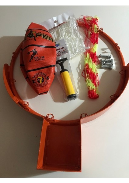 Basketbol Çemberi+File+7 Numara Basketbol Topu+Pompa+3'lü Top Taşıma Filesi