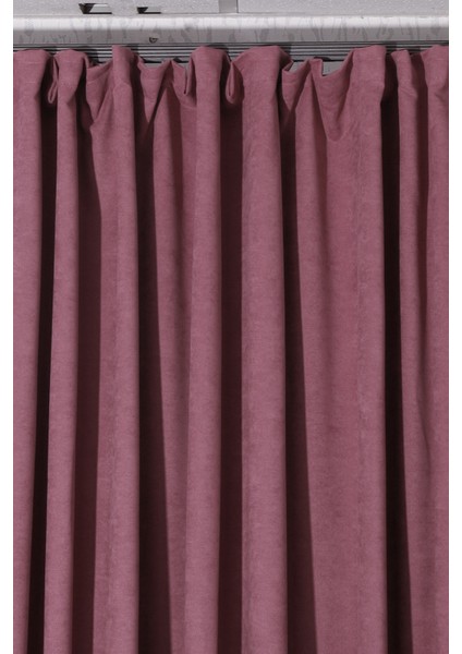 Tek Kanat Gül Kurusu Renk Ada Pilesiz Fon Perde modelleri