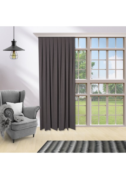Tek Kanat Koyu Gri Antrasit Renk Ada 1-2,5 Orta Pile Fon Perde fiyatları