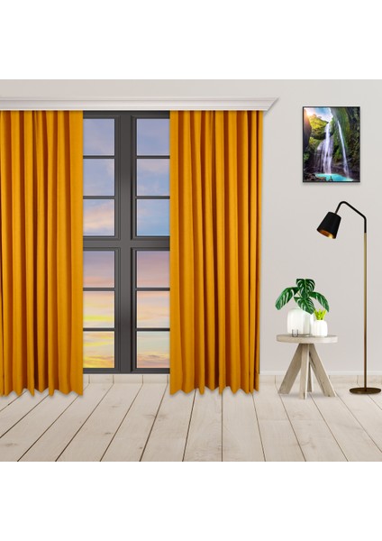 Tek Kanat Hardal Renk Ada Pilesiz Fon Perde indirimleri