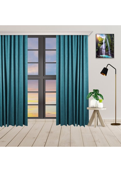 Tek Kanat Petrol Mavi Renk Ada Pilesiz Fon Perde fırsatları