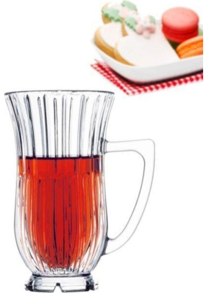 Glamour Ayaklı Çay Bardak - Kulplu Çay Bardağı 6 Lı Cristalline