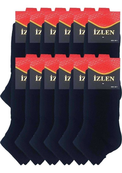 Siyah Erkek Kısa Spor Çorap 12 Çift