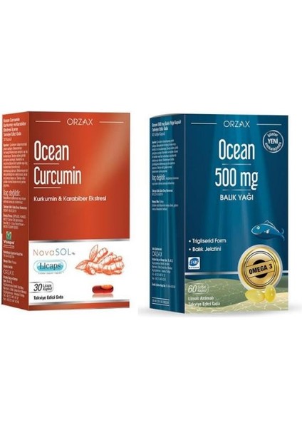 Ocean Curcumin 30 Kapsül + Ocean 500 Mg Omega 60 Kapsül Ikili Set