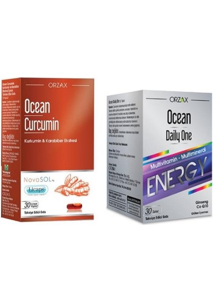 Ocean Curcumin 30 Kapsül + Daily One Energy 30 Tablet Ikili Set