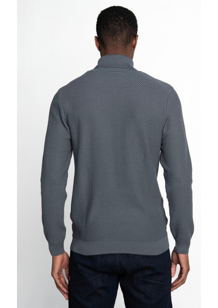 Slim Fit Dar Kesim Balıkçı Yaka Desenli Erkek Kazak fırsatları