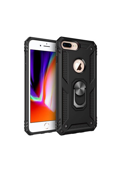Apple iPhone 7 Plus Kılıf Zore Vega Tank Sert Yüzüklü Standlı Zırh Koruma Kapak