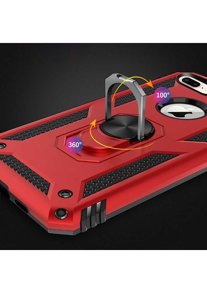 Apple iPhone 7 Plus Kılıf Zore Vega Tank Sert Yüzüklü Standlı Zırh Koruma Kapak